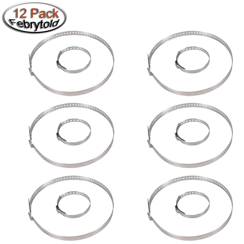 FEBRYTOLD 12 Pcs CV Boot Clamp, 6 Pcs Small and 6 Pcs Large Stainless Steel Universal Adjustable Stainless Steel Drive Shaft CV Boot Clamp