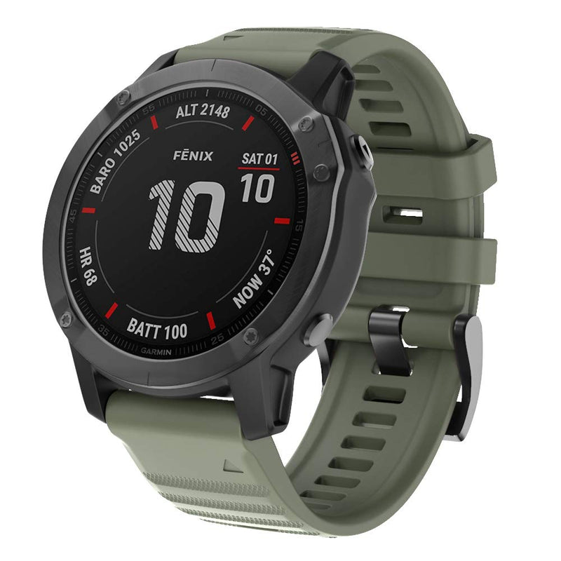 SABAKE Watch Band for Garmin Fenix 6X/6X Pro, Quick Fit 26mm Wristbands,Compatible with Fenix 6X/6X Pro Fenix 5X/5X Plus Fenix 3/3 HR Army Green