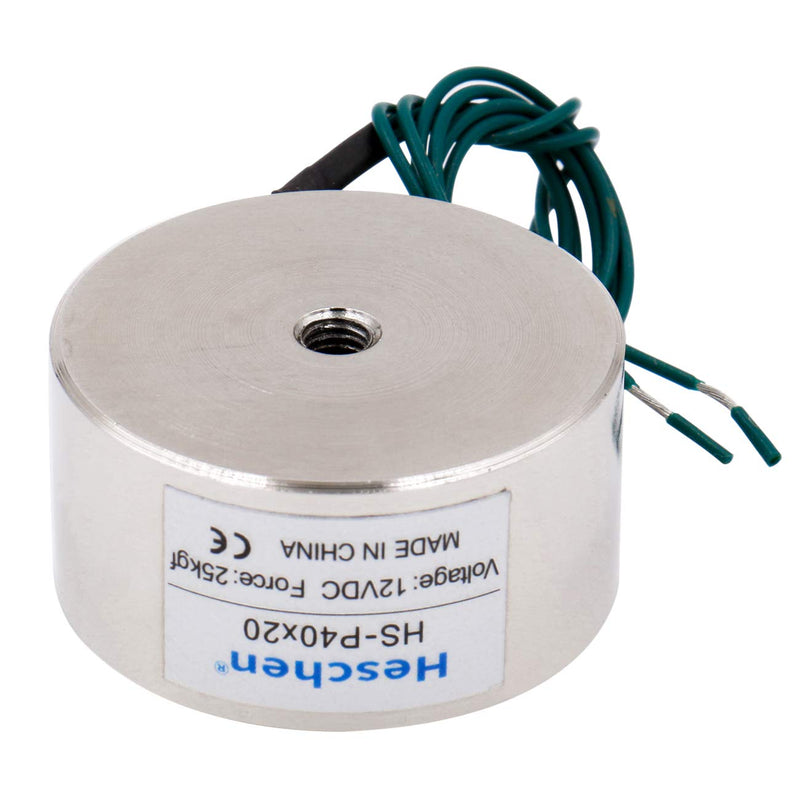 Heschen electromagnet magnet P40/20, outer diameter: 40 mm, DC 12 V, 25 kg