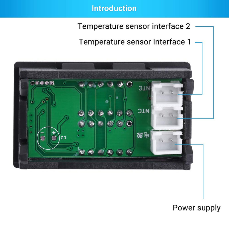 PEMENOL Red + Blue Dual Display Digital Thermometer Digital thermometer with NTC waterproof metal sensor