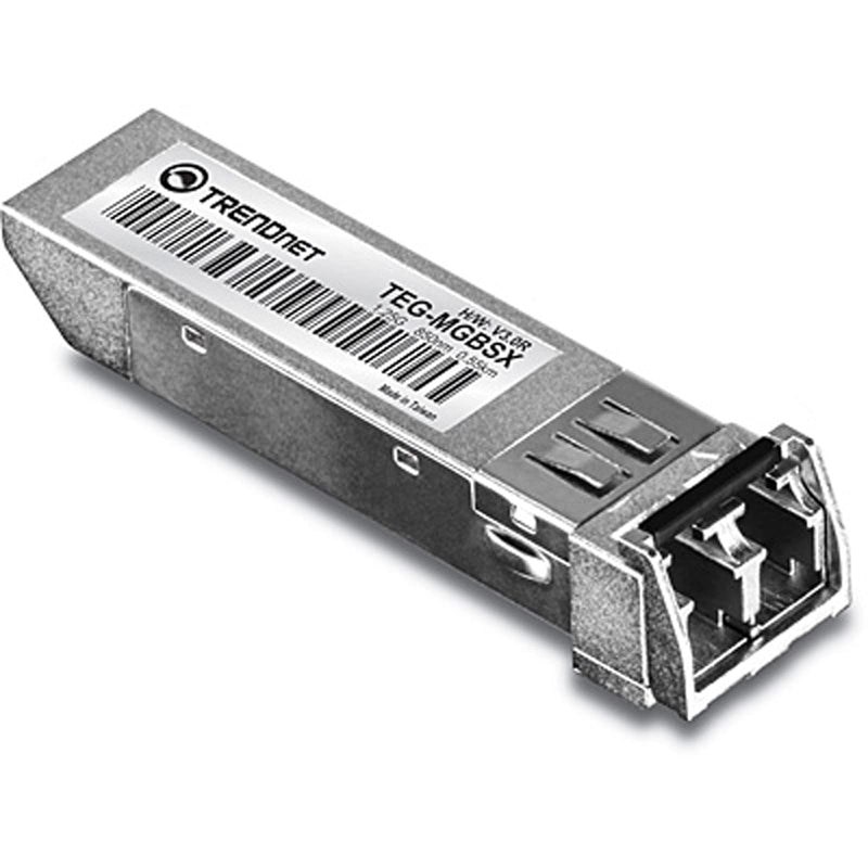 TRENDnet SFP Multi-Mode LC Module, Up to 550m (1804 Ft), Mini-GBIC, Hot Pluggable, IEEE 802.3z Gigabit Ethernet, Supports Up to 1.25 Gbps, Lifetime Protection, Silver, TEG-MGBSX
