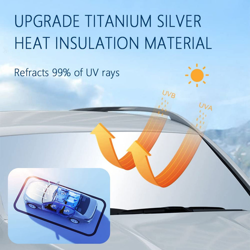 240T Thickened Automotive Glass Sunshade and Comes with Storage Bag,Keep Car Interior Cool,Universal Windshield Sun Shade Fit for Cars,Trucks,SUVs (L(57.08 * 31.5 inch)) L(57.08 * 31.5 inch)