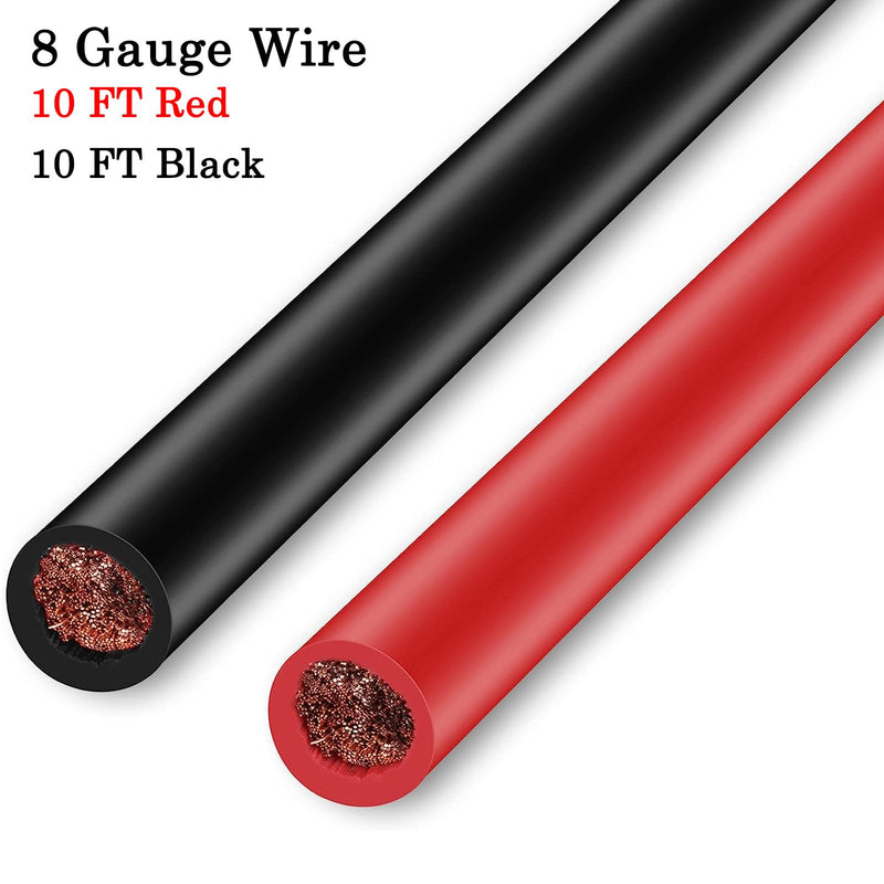 Trolling Motor Battery Cable Extension Kit 8AWG Cable Extension 50Amp with Terminals for Fishing Boat Trolling Motor Solar Panel Automotive(Red & Black) 8AWG 10FT