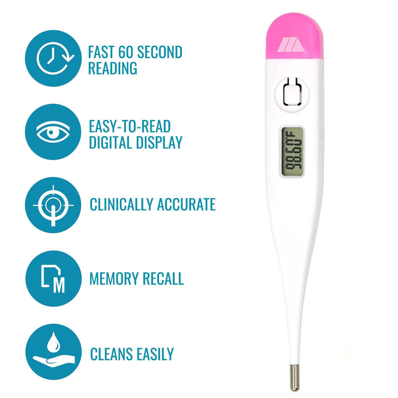 MABIS Digital Basal Body Thermometer for Ovulation Tracking, Fertility, Period Tracking and Natural Family Planning with Beeper and Memory, Oral Use Only White 1 Count (Pack of 1)