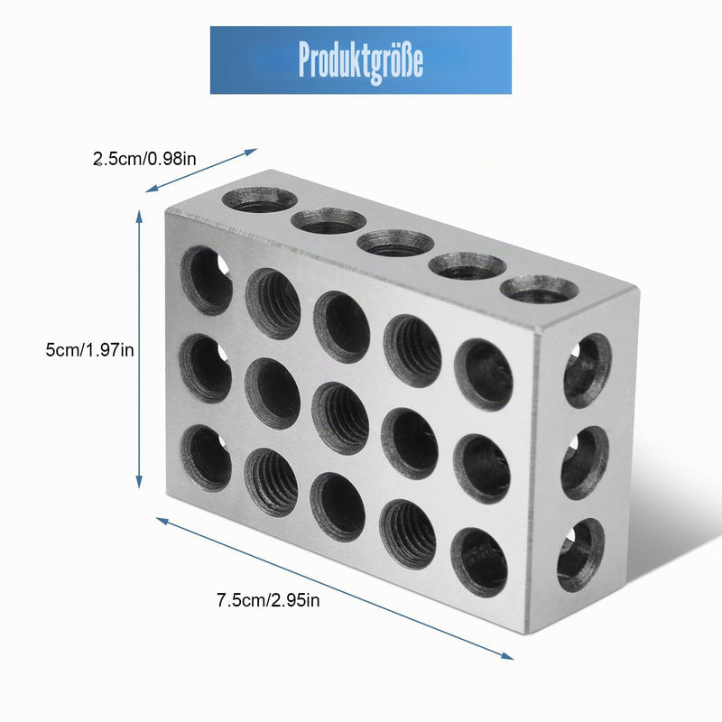 Precision Blocks, Parallel Blocks, Parallel Blocks Metric, Clamping Blocks Metric, 1-2-3 Clamping Blocks, Precision Hardened Steel 23-Hole Clamping Block 0.0001" Machinist 123 Device for Milling Machine