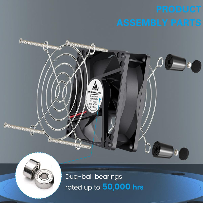 GDSTIME 80mm x 25mm Computer Fan with AC Plug, 100V-240V Variable Speed Controller for Modem Terrarium Router Receiver DVR PlayStation Xbox Component AV Cabinet Cooling 8025 w/ Speed Controller