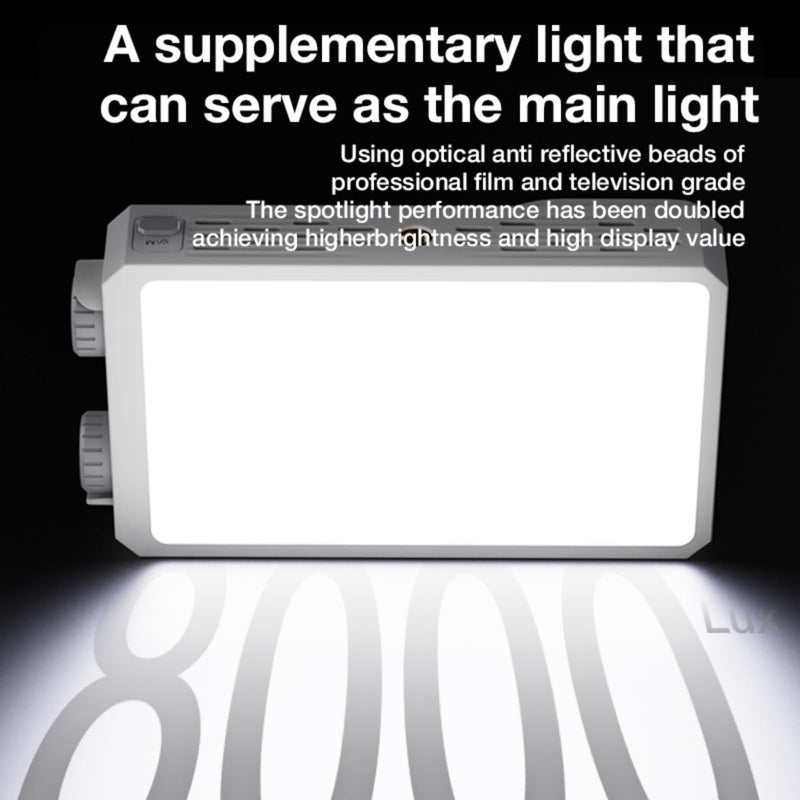 U40 LED Video Light, 40W Portable LED Camera Light, CRI 98+ 2500K~9000K 8000 Lumens Pocket-Sized Selfie Fill Light, Temperature Control Built-in Rechargeable Battery PD Charging white