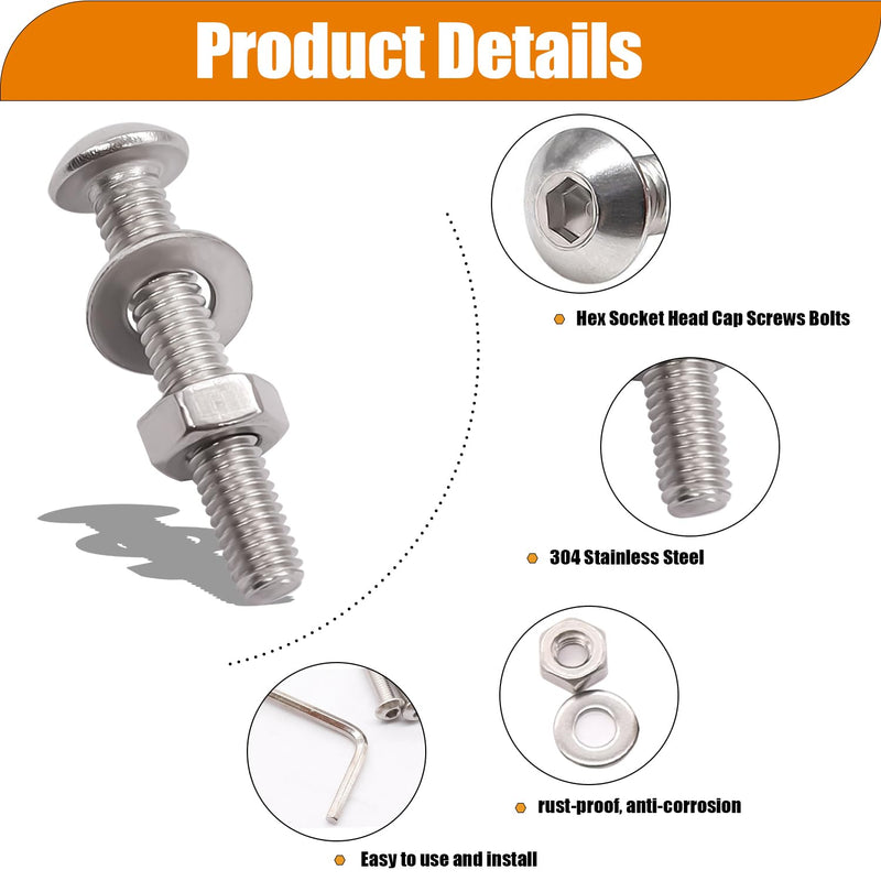 Taiss 910PCS Metric Screw Assortment M2 M3 M4 M5 M6,304 Stainless Steel Button Head Socket Cap Metric Screws Bolts Nuts and Washers Assortment Kit with Hex Wrenches 910PCS M2 M3 M4 M5 M6 Hex Button Head Screws