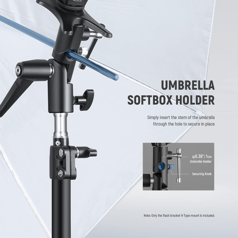NEEWER Camera Flash Bracket H Type Mount with Umbrella Softbox Holder, 180° Swivel Adjustable Metal Light Stand Adapter with 1/4" to 3/8" Screw Adapter for Speedlite LED Light Stand Tripod (2 Pack) FB-1(2-Pack）