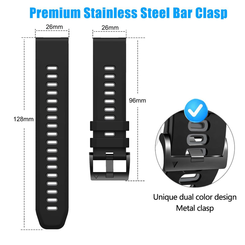 ZPJPPLX 26mm Easy Fit Watch bands For Fenix 8 51mm 7X Pro 6X 5X,Soft Silicone Sport Straps Compatible for Garmin Epix Pro 51mm/Tactix7 AMOLED/Fenix 6X Pro/Fenix 5X Plus/Enduro3 2/Descent Mk2i/3i 51mm 3 Pack1