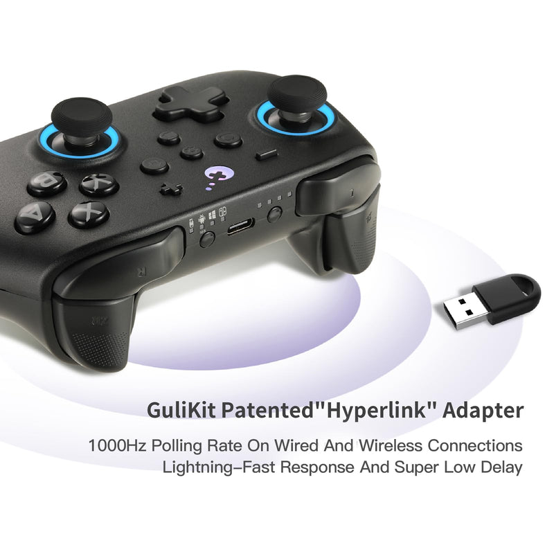 GuliKit KK3 PRO Controller Kingkong 3 Pro Switch Controller (No Drift) for Switch/PC/Android/MacOS/IOS Hall Joysticks and Triggers, Maglev/Rotor/HD Vibration (Black) KK3 PRO (Black)