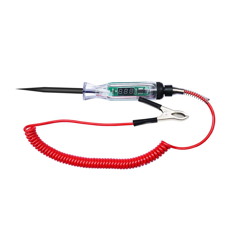 Car voltage tester with indicator light, vehicle test lamp, volt tester, current tester, tester, car test pen with alligator clip 6/12/24V