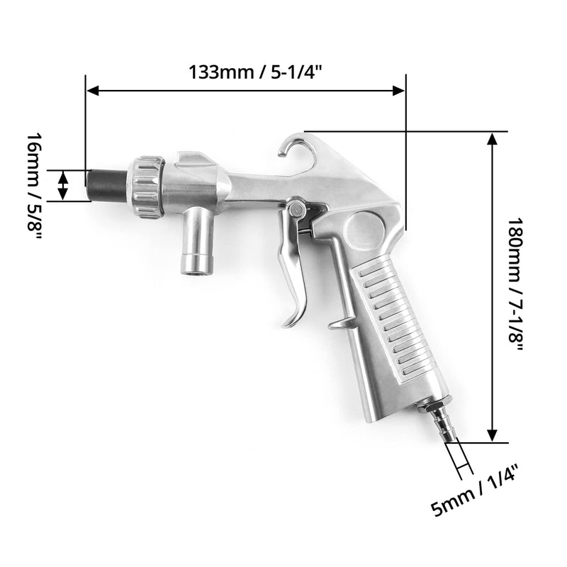 QWORK® sandblasting gun, with 4 ceramic nozzles, for sandblasters. Sandblasting gun + 4 ceramic nozzles
