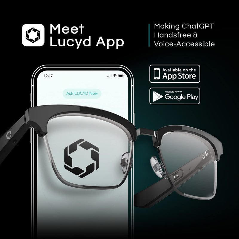 Lucyd - Smart Glasses w/UV Protection for Women - Open Ear, Noise Canceling Wireless Mics, Compatible with Voice Assistants – Nebula Black Gradient Polarized Lens