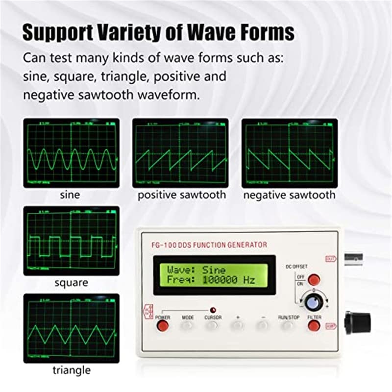 Signal Generator, FG-100 DDS, 1HZ-500KHz Function Low Frequency Signal Generator Sawtooth Sine Waveform