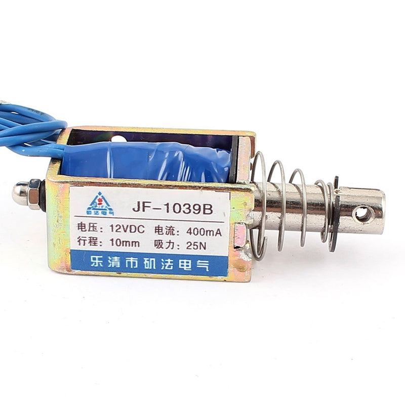 sourcing map JF-1039B DC 12V 400mA 25N / 10mm Pull Push Type Open Frame Electromagnet DE de