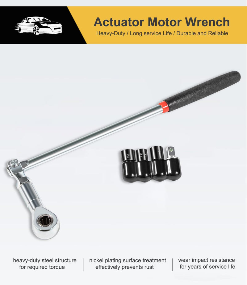 Yoursme 64180 Actuator Motor Tool Set Includes 5.5mm 7mm 8mm Socket and 1/4" Square Drive Adapter 5 pc
