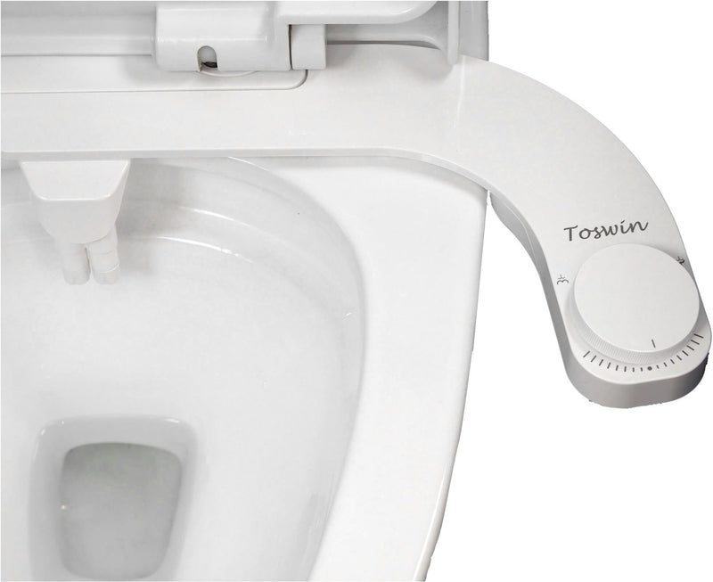 Left Handed Bidet Left Hand Bidet Left Side Control Bidet Attachment for Toilet with Dual Front & Rear Nozzles and Adjustable Water Pressure -White Knob White Knob