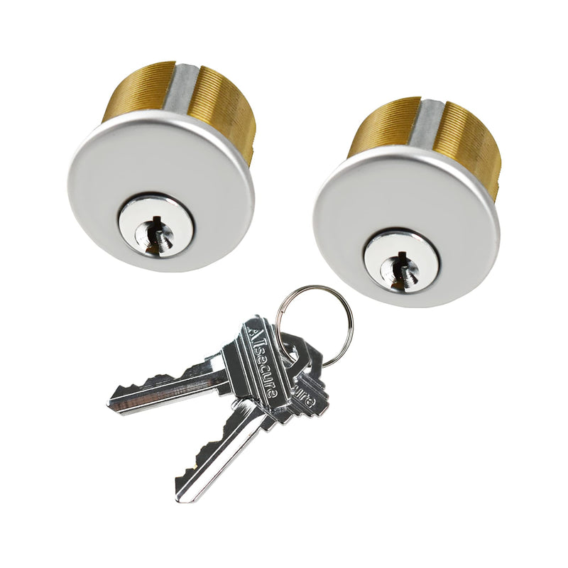 Commercial Mortise Door Lock with Double Cylinder, 1-1/8" Backset Storefront Door Hook Bolt Lock, Solid Brass Cylinder, Direct Replacement for Aluminum Narrow Stile Doors (Silver) Silver 1-1/8"Hook Deadbolt,Double Cylinder