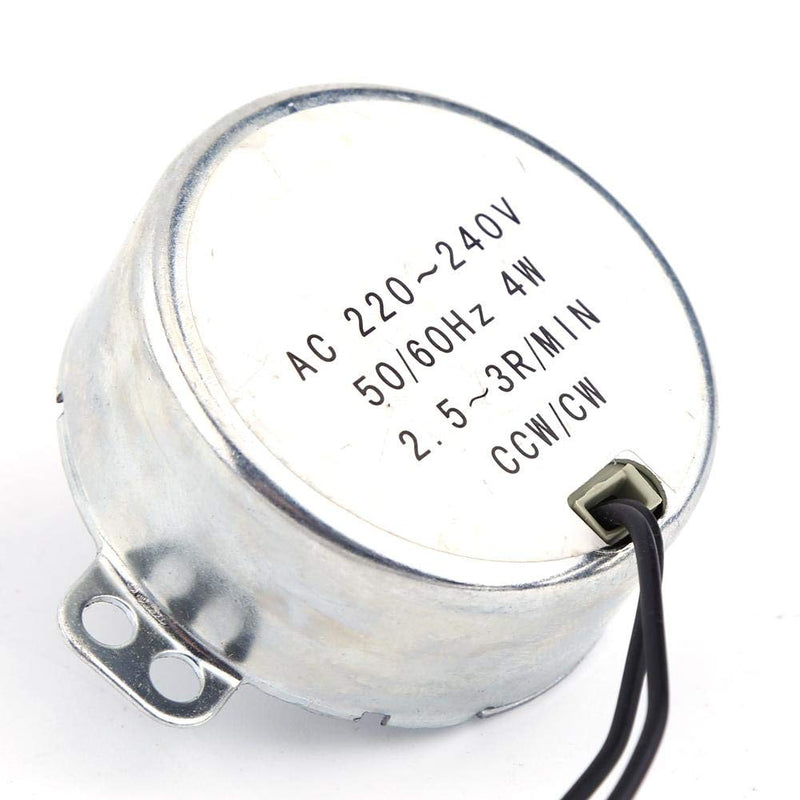 Akozon 220-240V AC synchronous motor, 1 piece gear motor 4W CW/CCW, turntable gearbox (2.5-3RPM) 2.5-3RPM