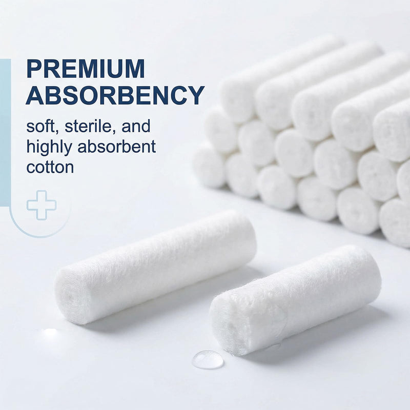 Pack of 200 Nose Stoppers, Nampons, Dental Cotton Rolls, Highly Absorbent Cotton Rolls, Soft Gauze Rolls, Stop Plugs for Emergency or Accident, Suitable for Babies Under