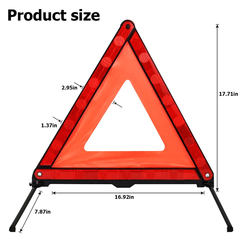 AUKEPO Warning Triangles, Foldable Car Road Warning Reflective Triangles, Emergency Triangle for Vehicles Breakdown, Slow Moving Vehicle Triangle Reflector Safety Triangle Kit