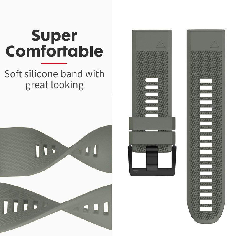 NotoCity Compatible Fenix 5 Band 22mm Width Soft Silicone Watch Strap for Fenix 5/Fenix 5 Plus/Fenix 6/Fenix 6 Pro/Forerunner 935/Forerunner 945/Approach S60/Quatix 5 Army Green