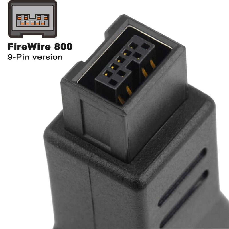 NECABLES 2Pack FireWire 400 to 800 Adapter Converter IEEE 1394a 6-Pin Female to 1394b 9-Pin Male