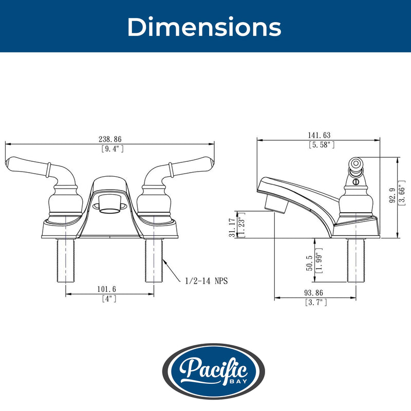 Pacific Bay Lynden Bathroom Sink Faucet - Metallic Plating Over Lightweight ABS Plastic (Brushed Satin Nickel) - 2 Pack Brushed Satin Nickel