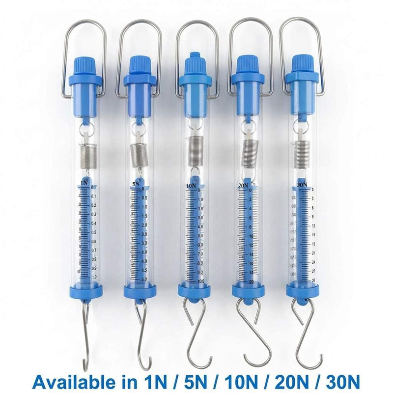 QWORK Spring Scales Set of 5 Transparent Hanging Spring Scales (1N, 5N, 10N, 20N, 30N) 5-Pack 1N,5N,10N,20N,30N