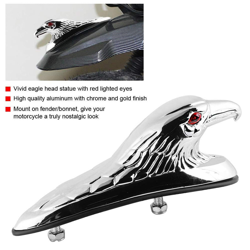 Qiilu Replacement Hood Ornament Eagle,6mm Bolts Size Aluminum chrome plating Eagle Head Statue Fit for Kawasaki//Suzuki/Honda/Etc