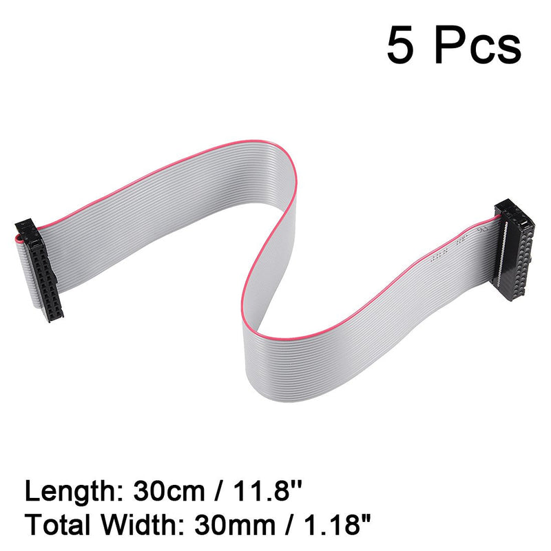 uxcell IDC 26 Pins Connector Flat Ribbon Cable Female Connector Length 30cm 2.54mm Pitch,5pcs