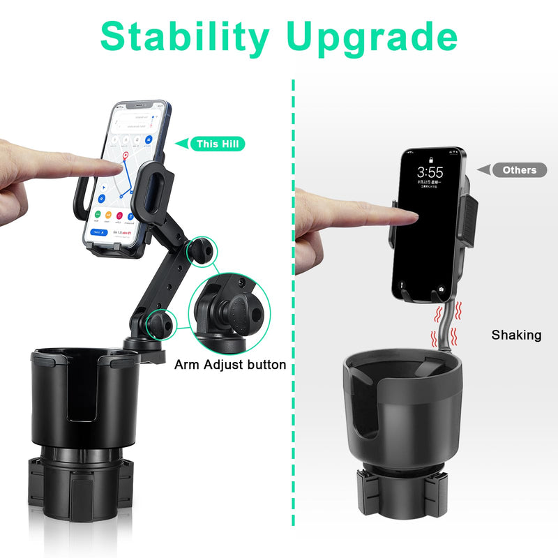 Car Cup Holder Expander Adjustable Base with Phone Mount THIS HILL 360° Rotation Cup Holder Cell Phone Holder for Car Compatible with iPhone All Smartphones 3.78"-1