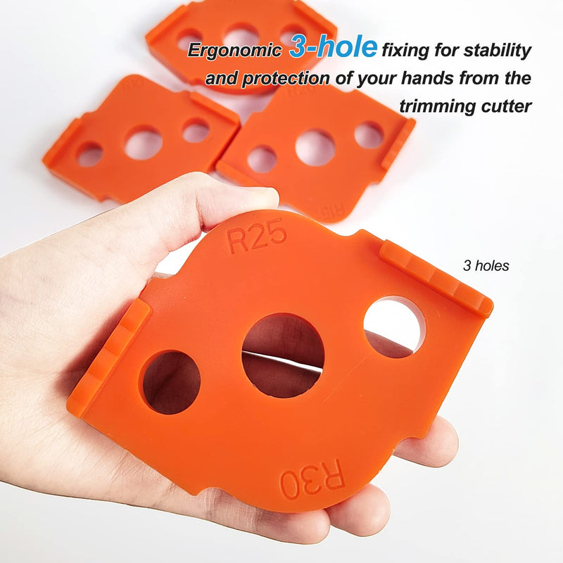 Pack of 4 milling templates for router, radius jig router templates, for hand edge trimmer, engraving machine, woodworking tool (R5 R10 R15 R20 R25 R30 R35 R40) orange