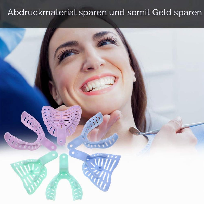 6pcs Mixed Colour Plastic Dental Impression Spoon Dental Impression Tray Bite Spoon Material Holder