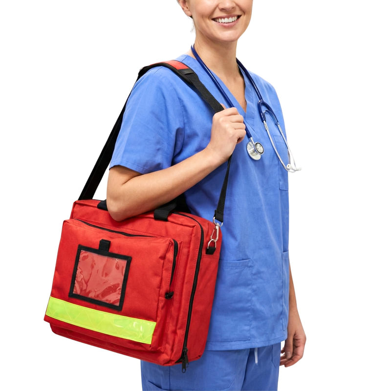Empty First Aid Bag, Medical Bag, Emergency Bag, Sanitary Bag for Home Care, Vitamins, Doctor, Travel & Emergency, Red