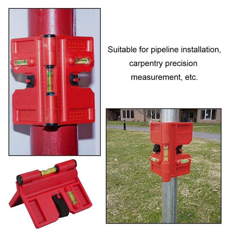 TANCUDER Spirit Level ABS Post Spirit Level Adjustable Angle Spirit Level Post Angle Spirit Level for Pipe Installation, Picture Hanging, Masonry, Carpentry (Red)