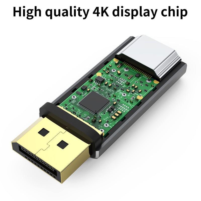 Displayport to HDMI Adapter，IIABC 4K 24K Gold Plated Displayport DP to HDMI Female Converter，Uni-Directional Display Port to HDMI Converter Compatible for Lenovo, HP, Dell &More- Grey 1-Pack
