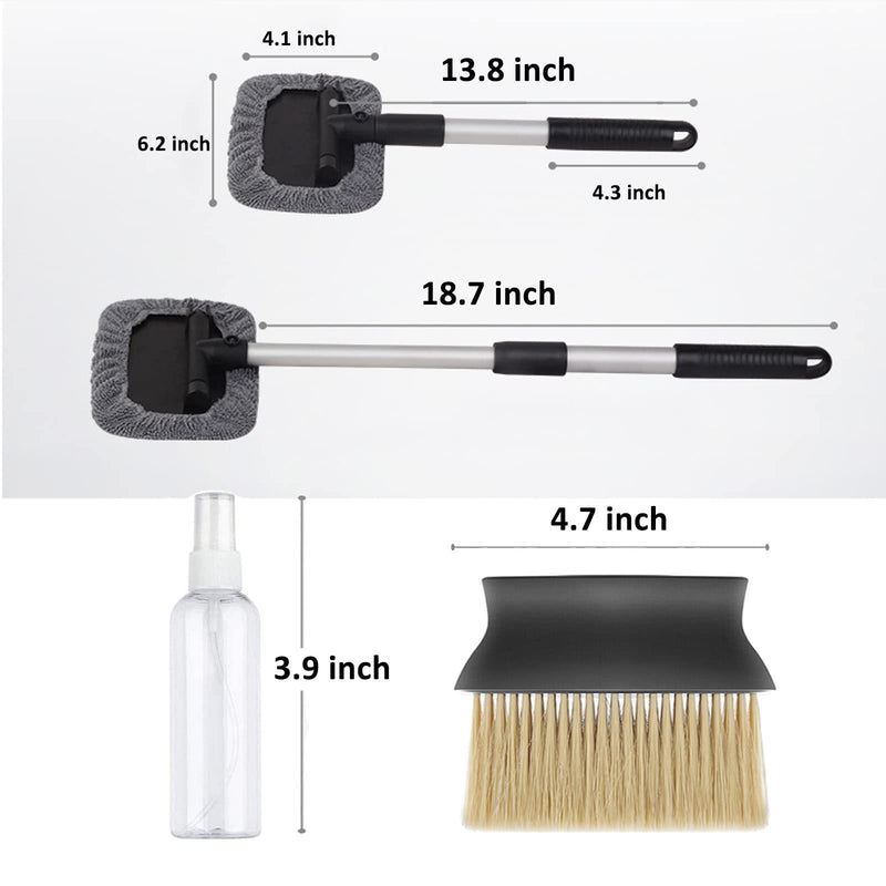 Windshield Cleaning Tool Car Glass Cleaner Inside Window Brush Auto Details Brush Window Vent Cleaner Car Window Cleaner （Gray）