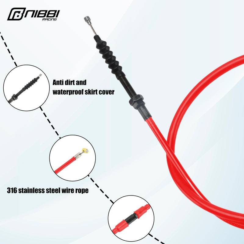 NIBBI Replacement Clutch Cable Dirt Bike Mini Bike Pit Bike MotorCross Motorcycle For NC engine 110CC 125CC 200CC 250CC (Red) Red