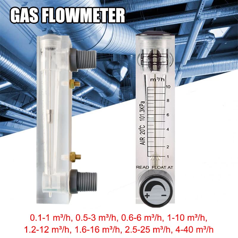 Air Gas Flow Meter, LZM-15T, 1.6-16 m3/h Flow Meter, Panel Air Gas Flow Type Flowmeter with Adjustable Control Valve for Gas/Oxygen/Air Flow Measurement
