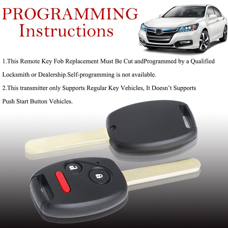Key Fob Remote Replacement Fits Honda CR-V 2007 2008 2009 2010 2011 2012 2013/CR-Z 2011- 2014 2015/Fit/Insight/Accord Coupe/Crosstour MLBHLIK-1T Keyless Entry Remote Control 35111-SWA-306(Pack of 2)
