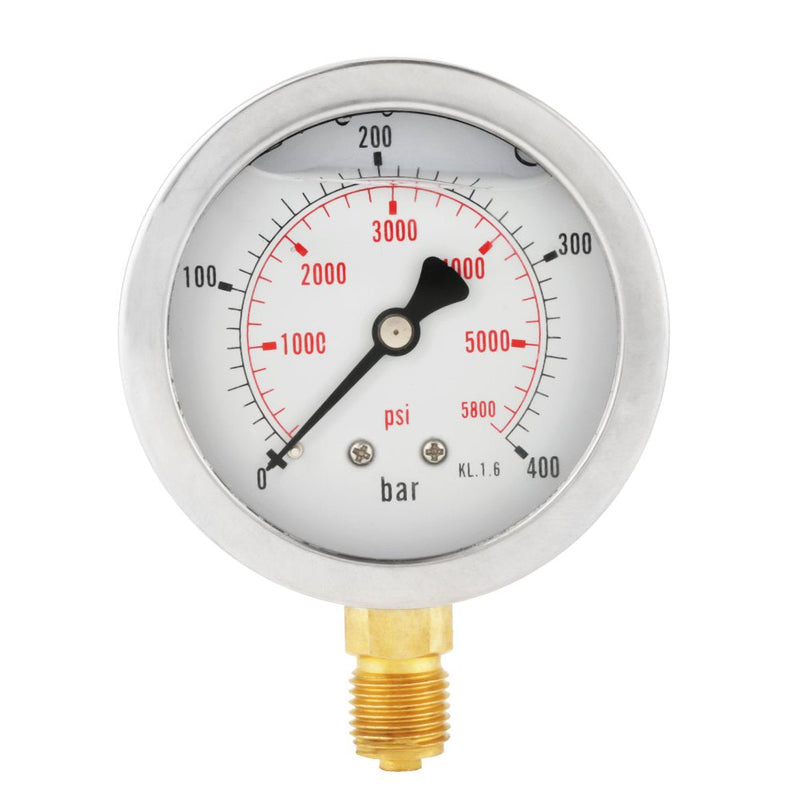 0-400BAR 0-5800PSI G1 / 4 63mm Dial Indicator Hydraulic Pressure Gauge High Precision REUSABLE PACKAGING socialme-eu