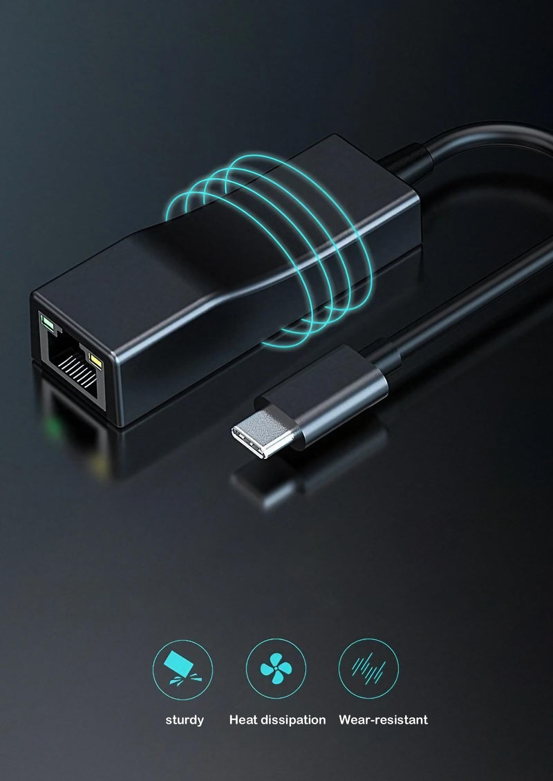 USB-C to Ethernet Adapter – 10/100Mbps, Plug and Play for MacBook Pro/Air, Dell XPS, HP Spectre, Acer Chromebook