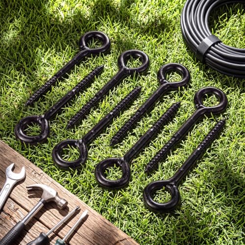 Hicarer 8 Pack Black Eye Bolts 900 lbs, 7 in Self Tapping Screw Hooks