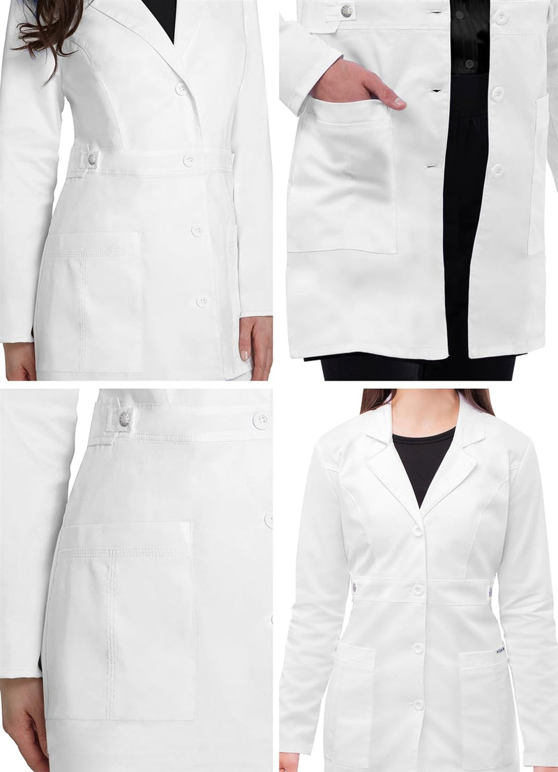 Adar Universal Stretch Lab Coat for Women - 36" Tab-Waist Lab Coat Medium White