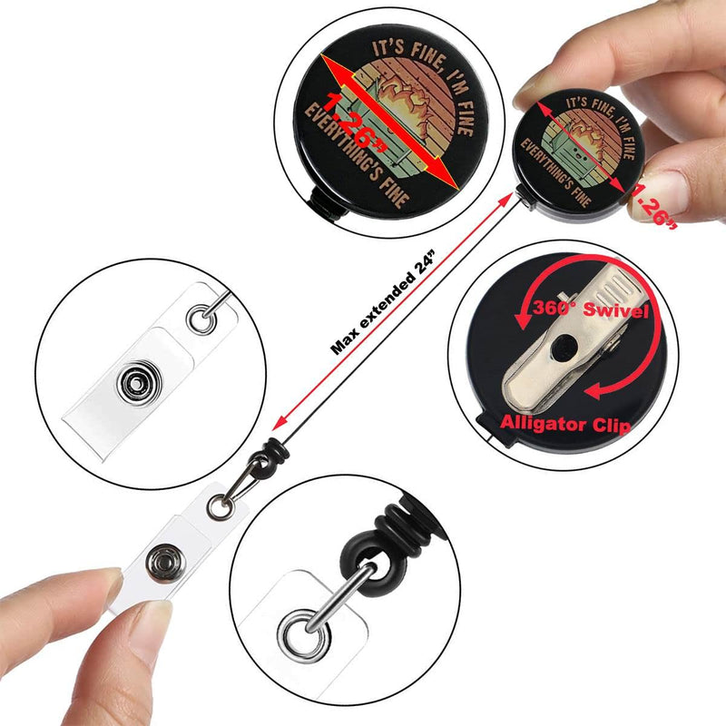 ROFLYER Stethoscope ID Tag Stethoscope Label Charm, Name tag, Medic, Nurse, Doctor, Vet, EMT Come with 1 Retaractable Badge Reel (I'm Fine) I'M Fine