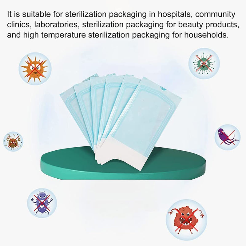Self-sealing sterilisation bag, self-sealing sterilisation bag, PVC dental sterilisation bag bag, autoclave steriliser bag for cleaning tools, 100 pieces, 70 x 230 mm