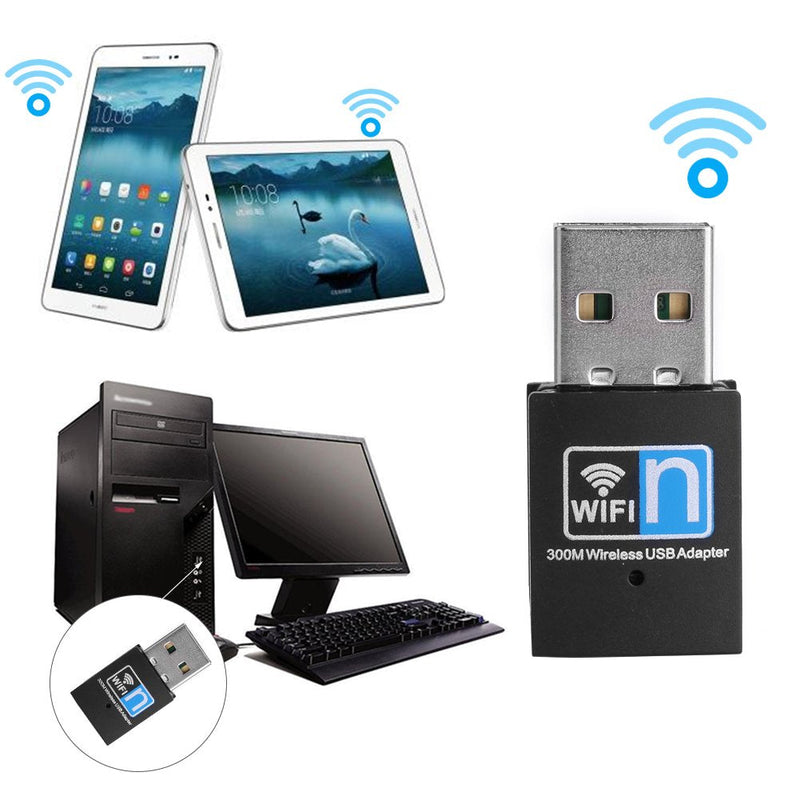 Heayzoki USB Adapter,300M Mini USB 2.0 Adapter Dongle Network Card Receiver for Desktop Laptop,High Speed Data Transfers,for 2000/XP/Vista/7/8/10, Linux,etc