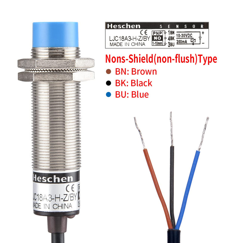 Heschen Capacitive Proximity Switch LJC18A3-HZ/BY Detector 10mm 10-30VDC 200mA PNP Normally Open (NO) 3-Wire